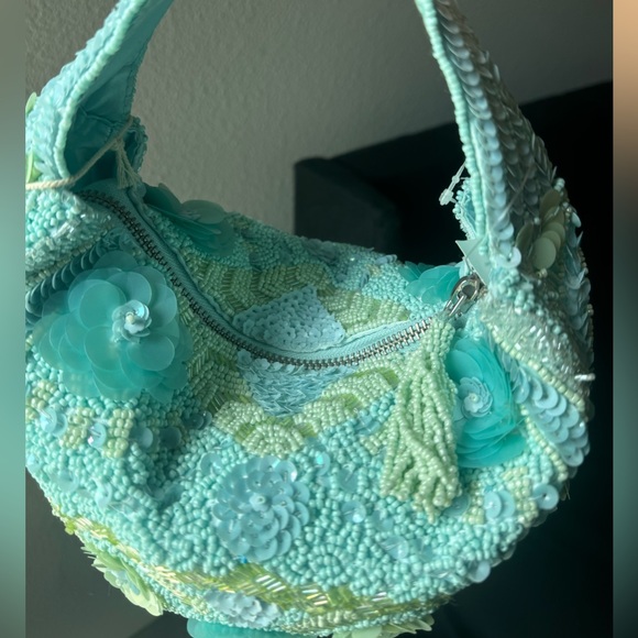 RARE NWT Viral Blue Beaded Bag, Handcrafted in India. - Picture 7 of 9